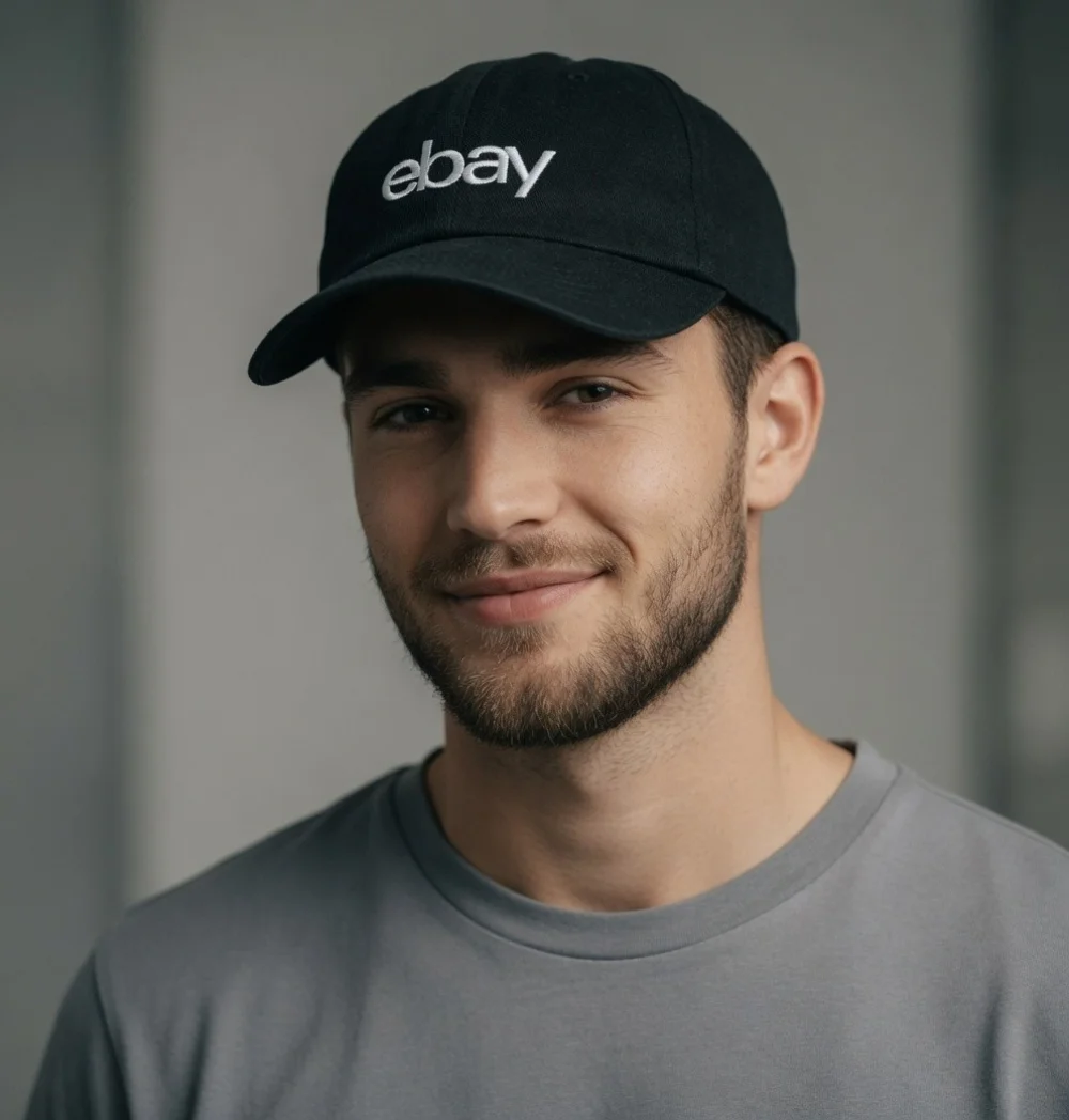 eBay Logo Black Embroidered Baseball Hat Cap Adjustable Unisex Casual One Size